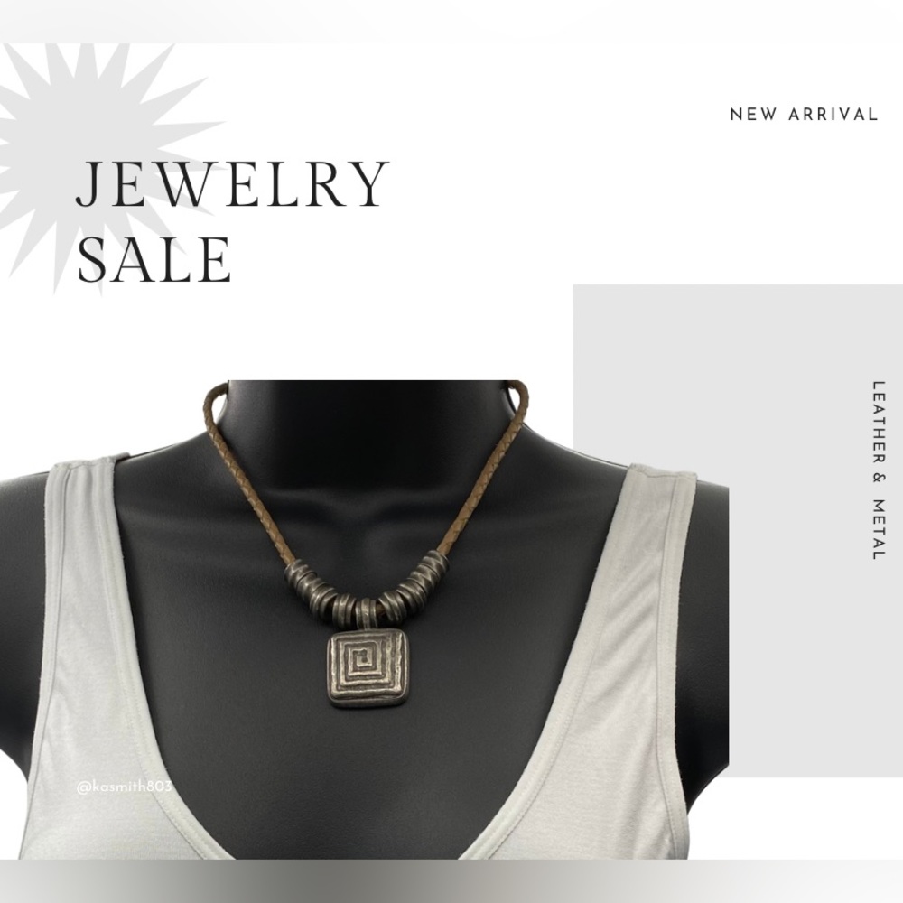 Leather cord necklace with enhancer